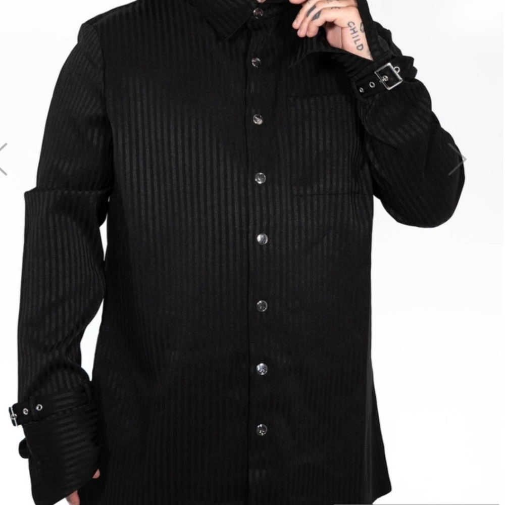 Killstar Embalming Shirt [PINSTRIPE] [PLUS]